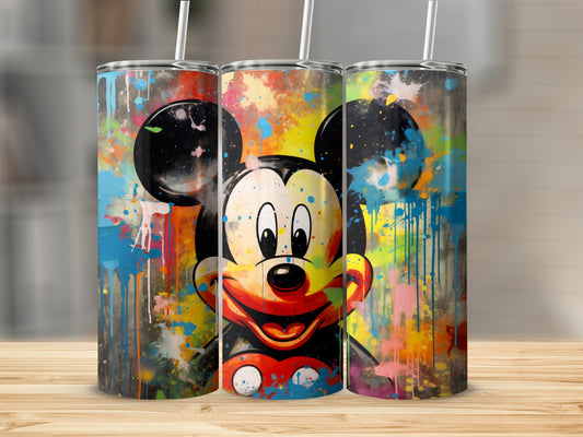 Colorful Mickey Art Tumbler with Splash Design