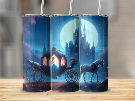 Midnight Carriage and Castle Design Tumbler Cup