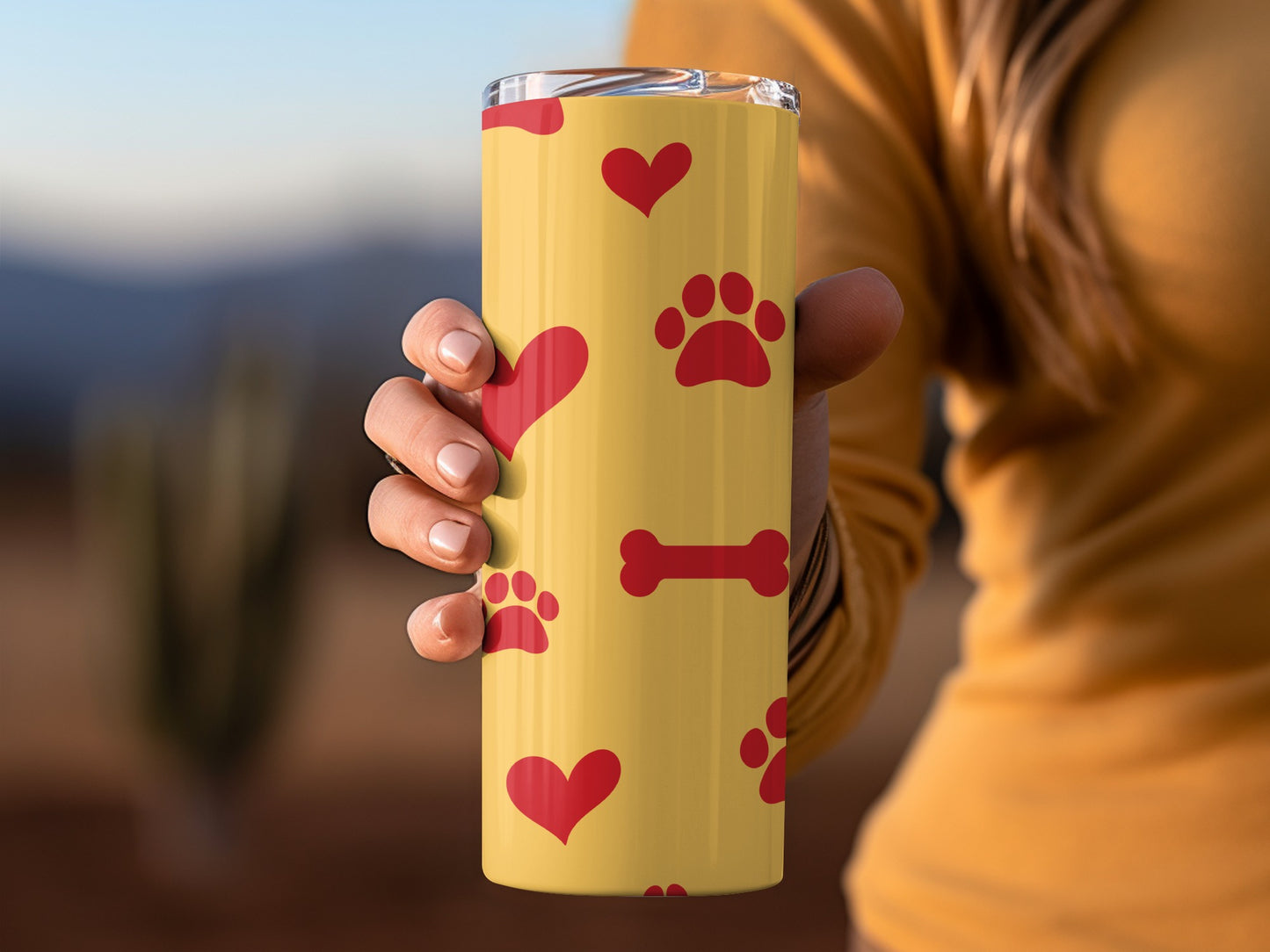 Adorable Hearts and Paws Yellow Tumbler Product