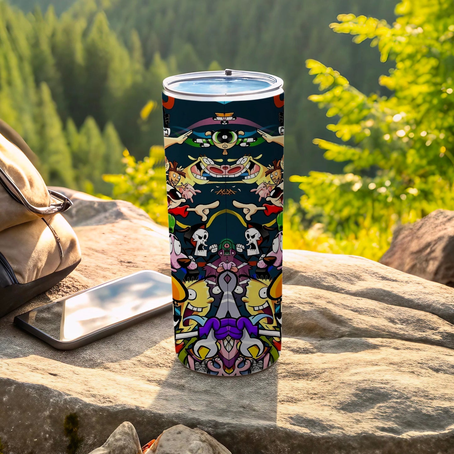 Vibrant Abstract Design Tumbler for Outdoor Adventures
