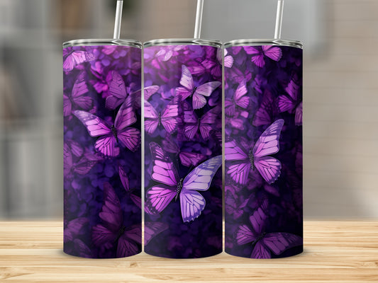 Vibrant Purple Butterfly Pattern Tumbler product type