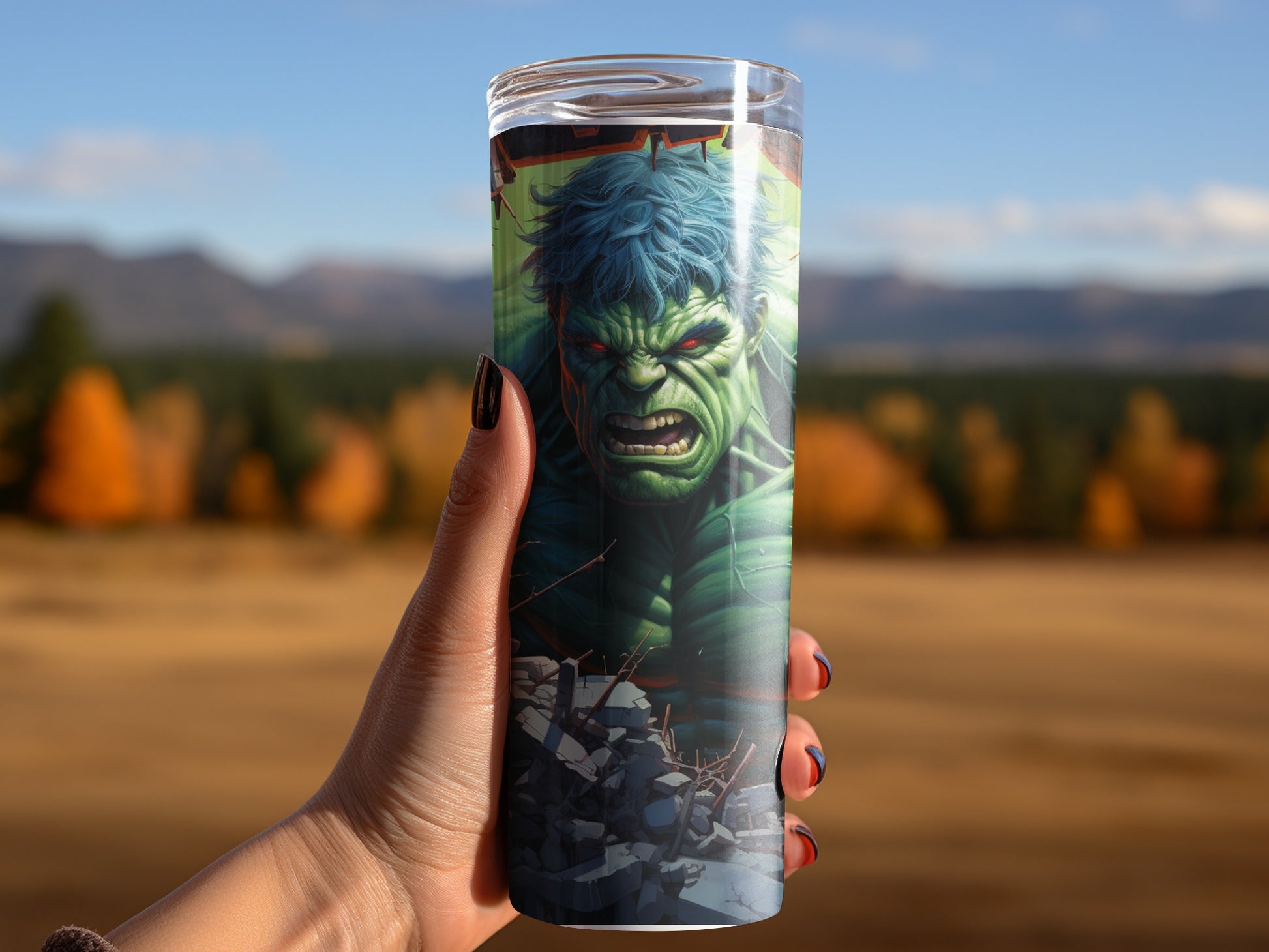 Vibrant Graphic Hulk Themed Tumbler for Drink Lovers