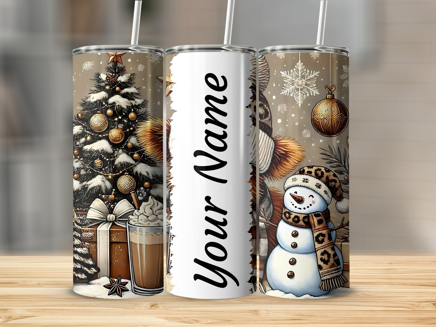 Personalized Christmas Snowman Holiday Tumbler Flask