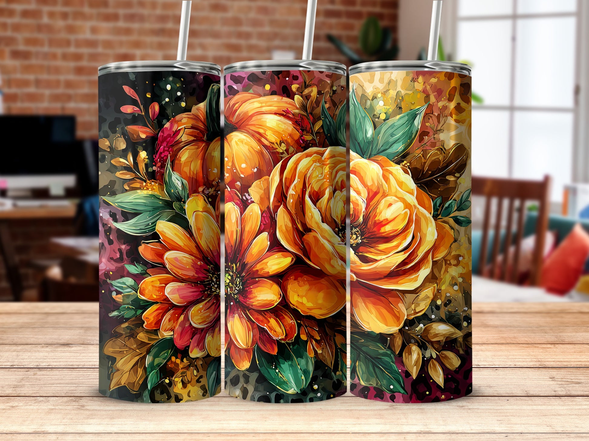 Stunning Floral Tumbler with Vibrant Flower Design