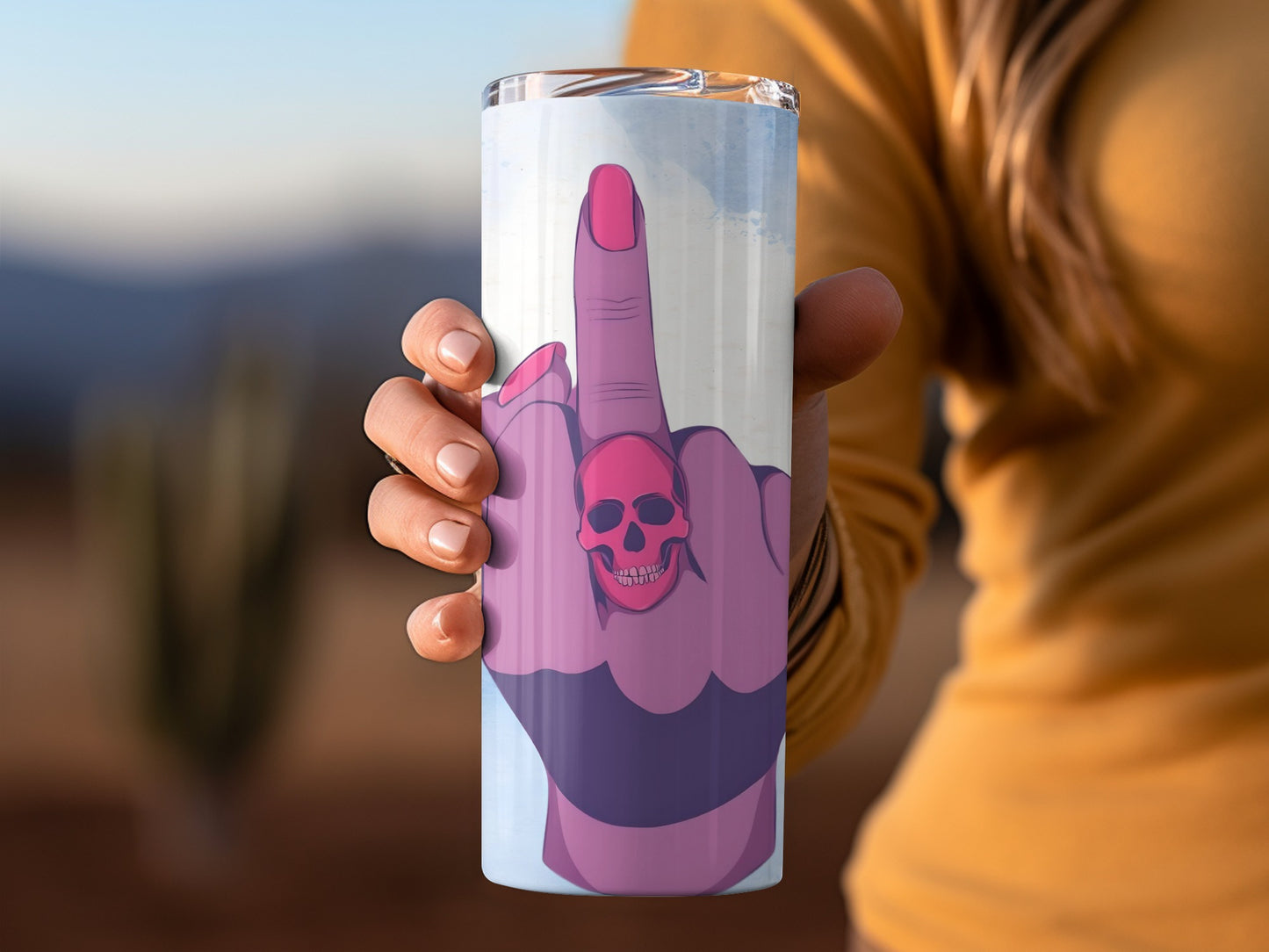 Skull Hand Gesture Design Tumbler Cup for Daily Use