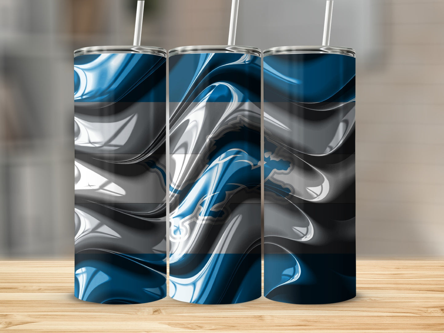 Detroit Lions Bold Wave Design Art Team Inspired Tumblers