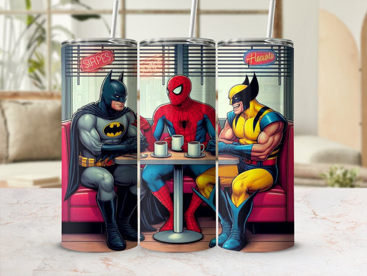 Superhero Café Meeting Tumbler with Straws