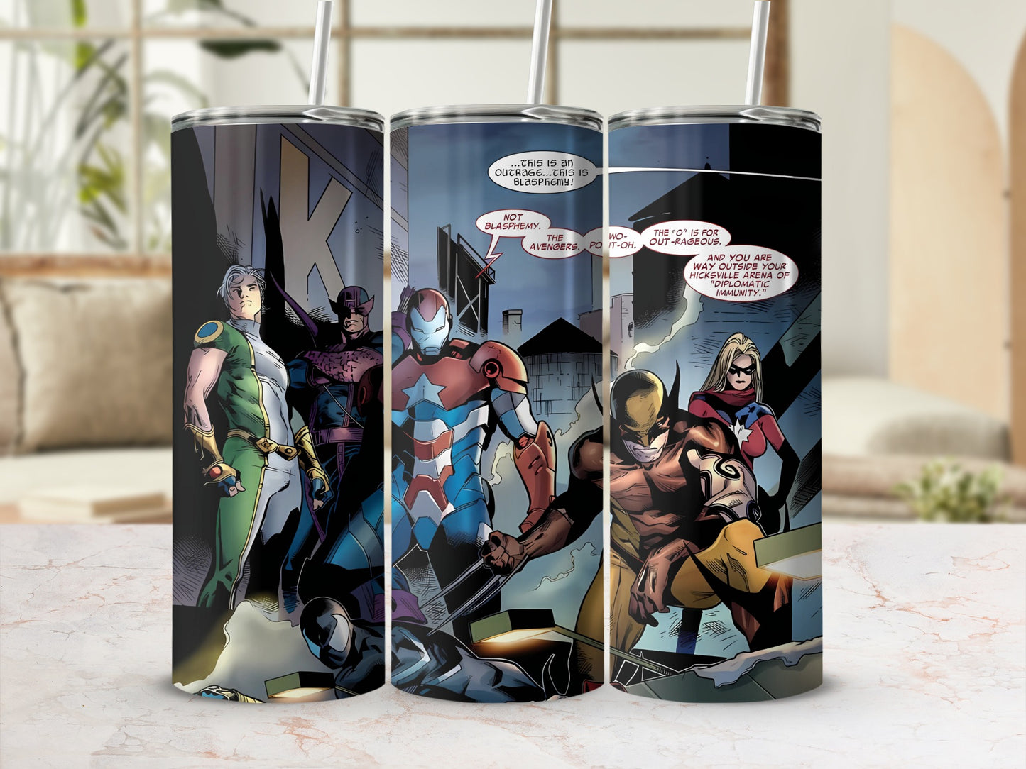 Marvel Characters Comic Book Art Tumbler Cup