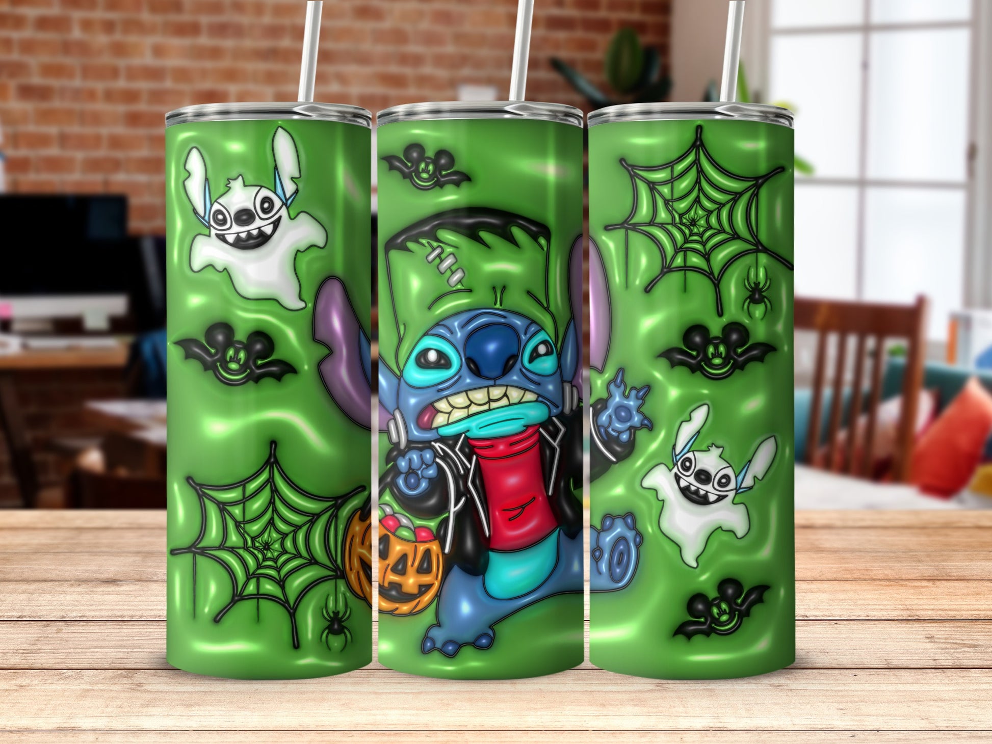 Green Halloween Cartoon Design Tumbler