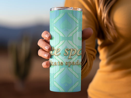 Inspired By Fabulous Kate Spade Gold Lettering Spade Pattern Pastel Tumblers