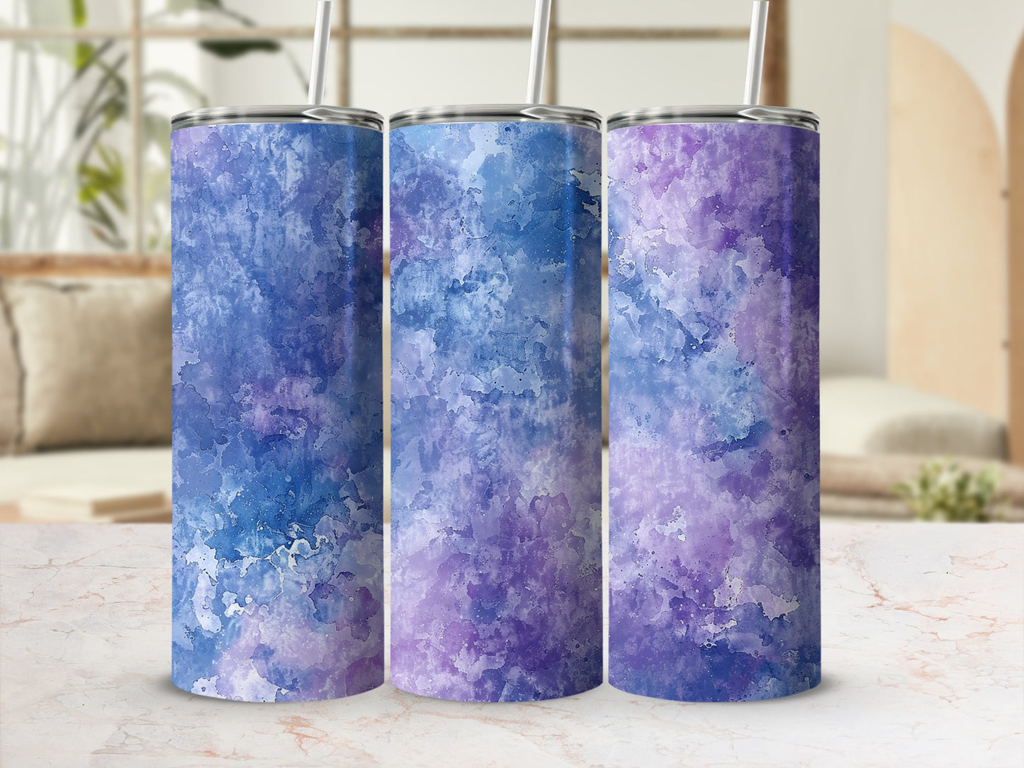 Abstract Purple and Blue Watercolor Tumbler Product