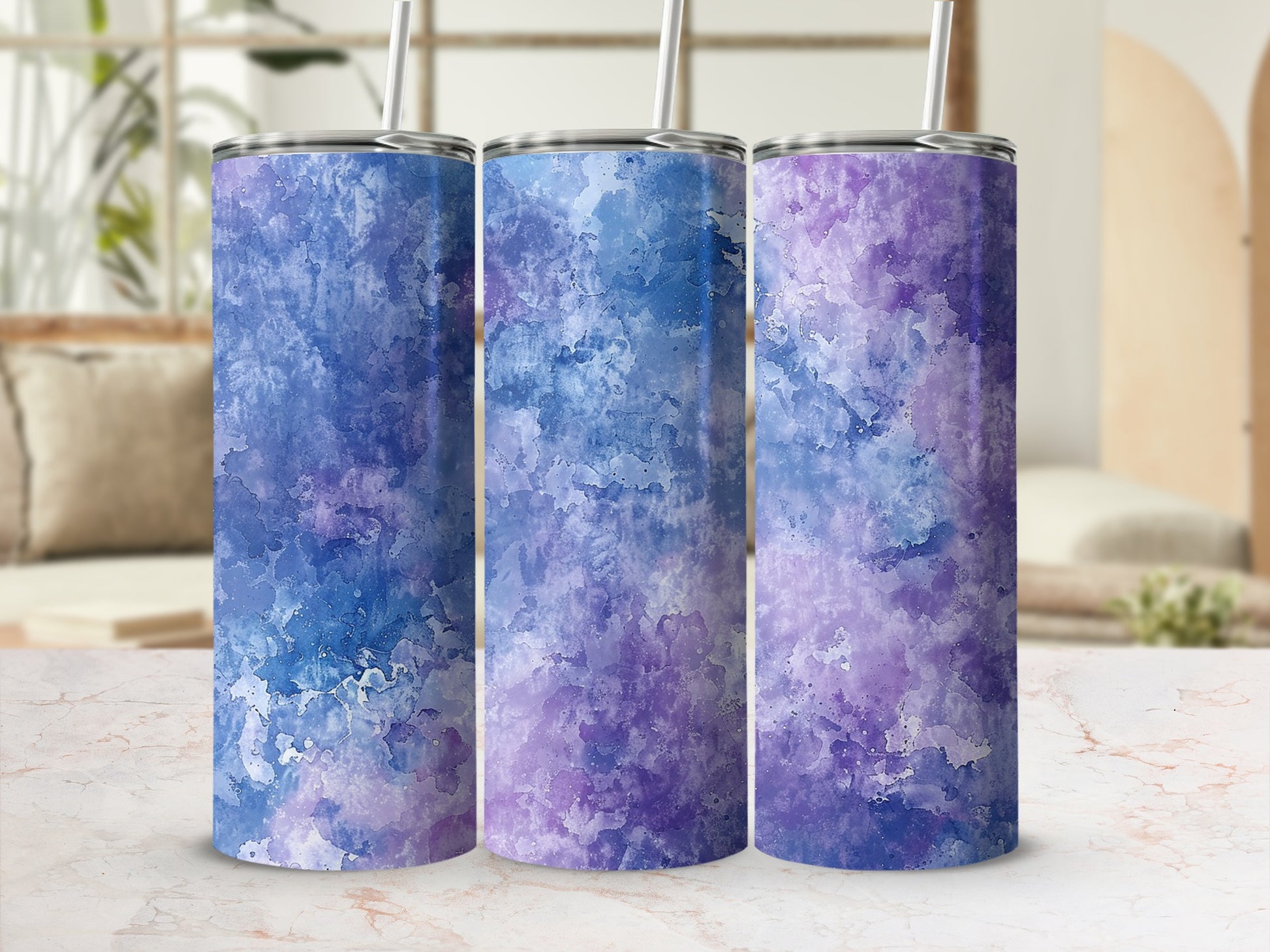 Abstract Purple and Blue Watercolor Tumbler Product