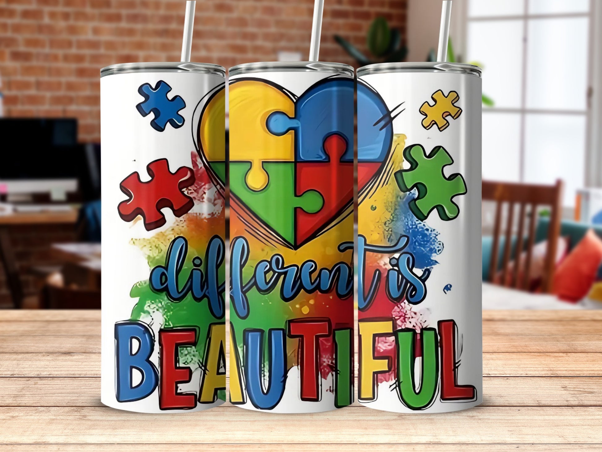 Different Is Beautiful Colorful Puzzle Tumbler