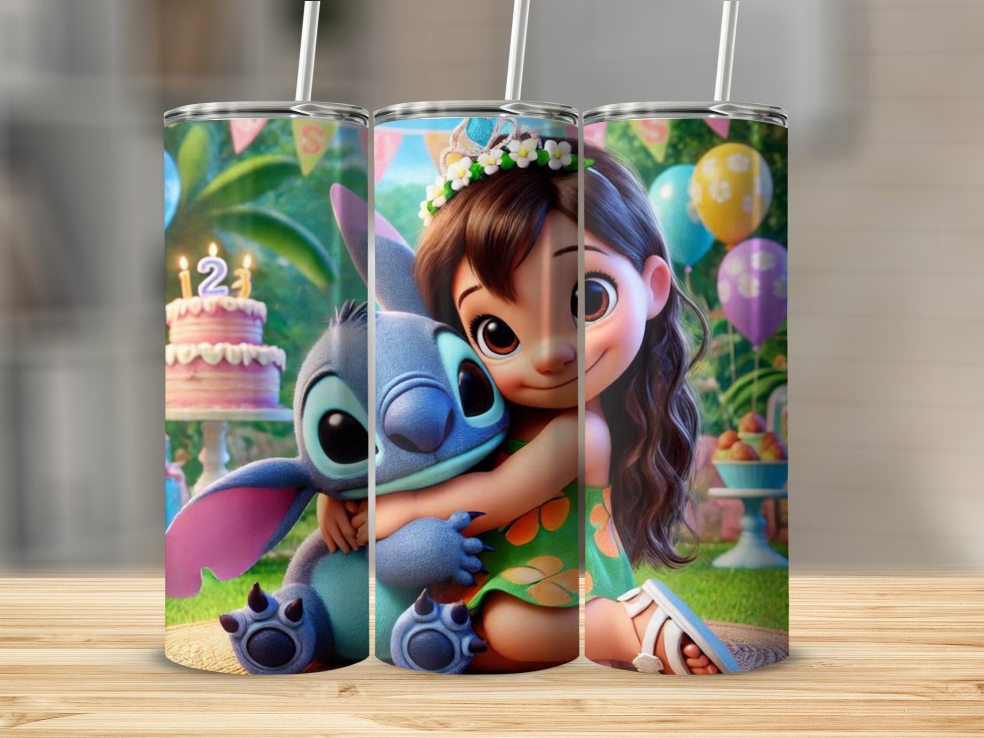 Cute Cartoon Birthday Party Tumbler with Straw