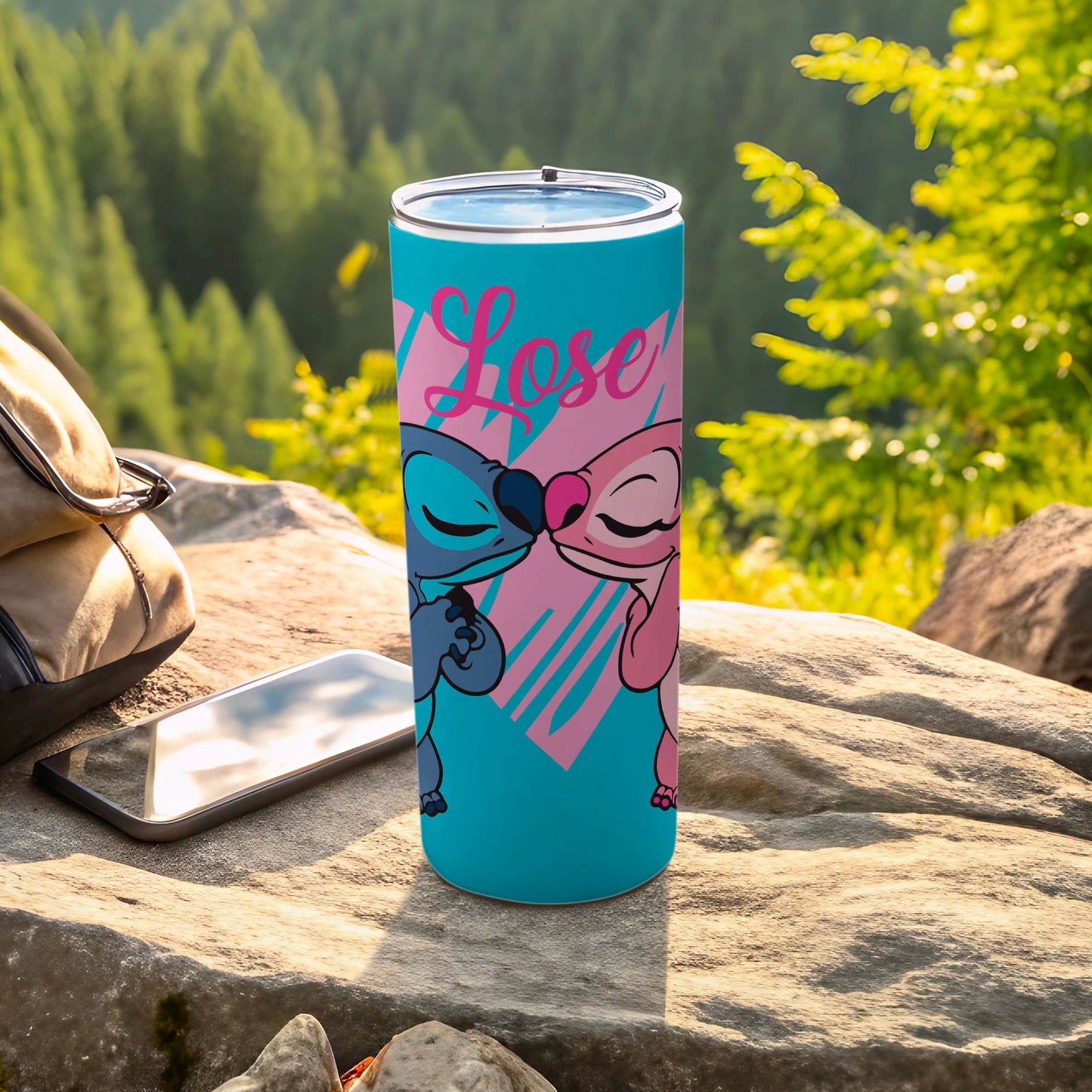 Adorable Lovers Design Travel Tumbler for Outdoor Use