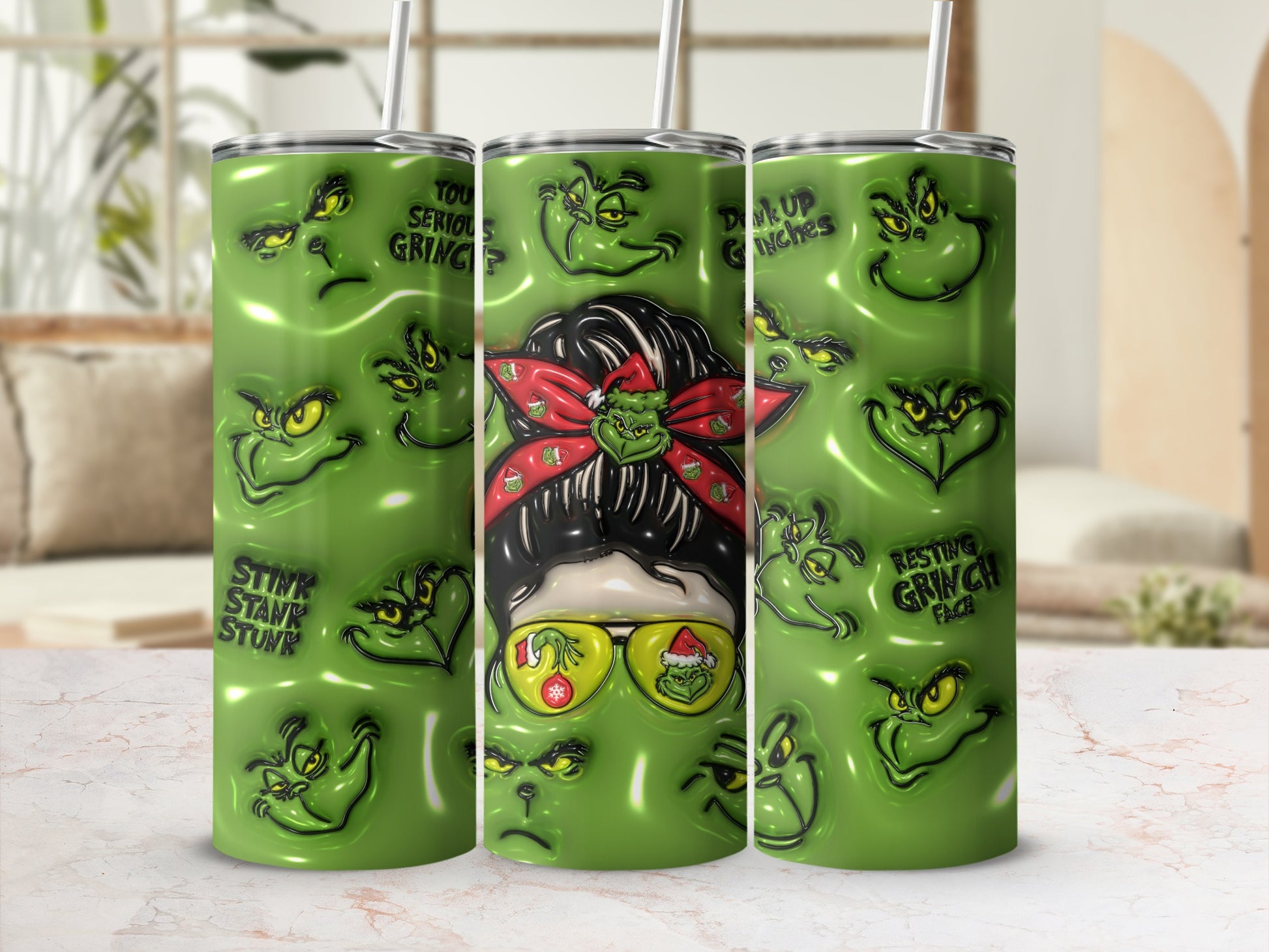 Grinch Themed Stainless Steel Insulated Tumbler Design