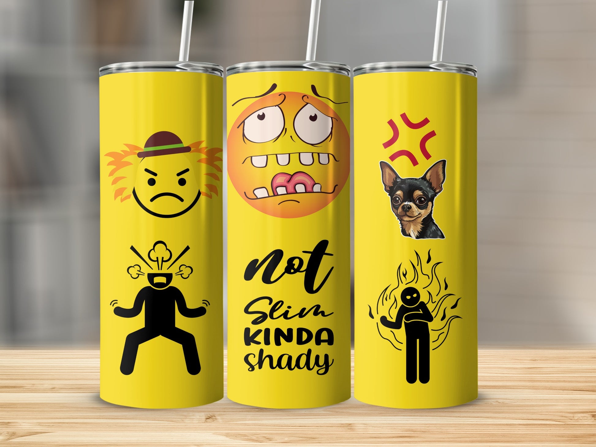 Funny Quirky Emoji Faces Not Slim Kinda Shady Tumbler