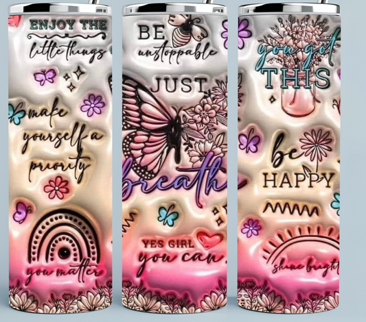 Butterfly 3D Tumbler with positive quotes tumbler