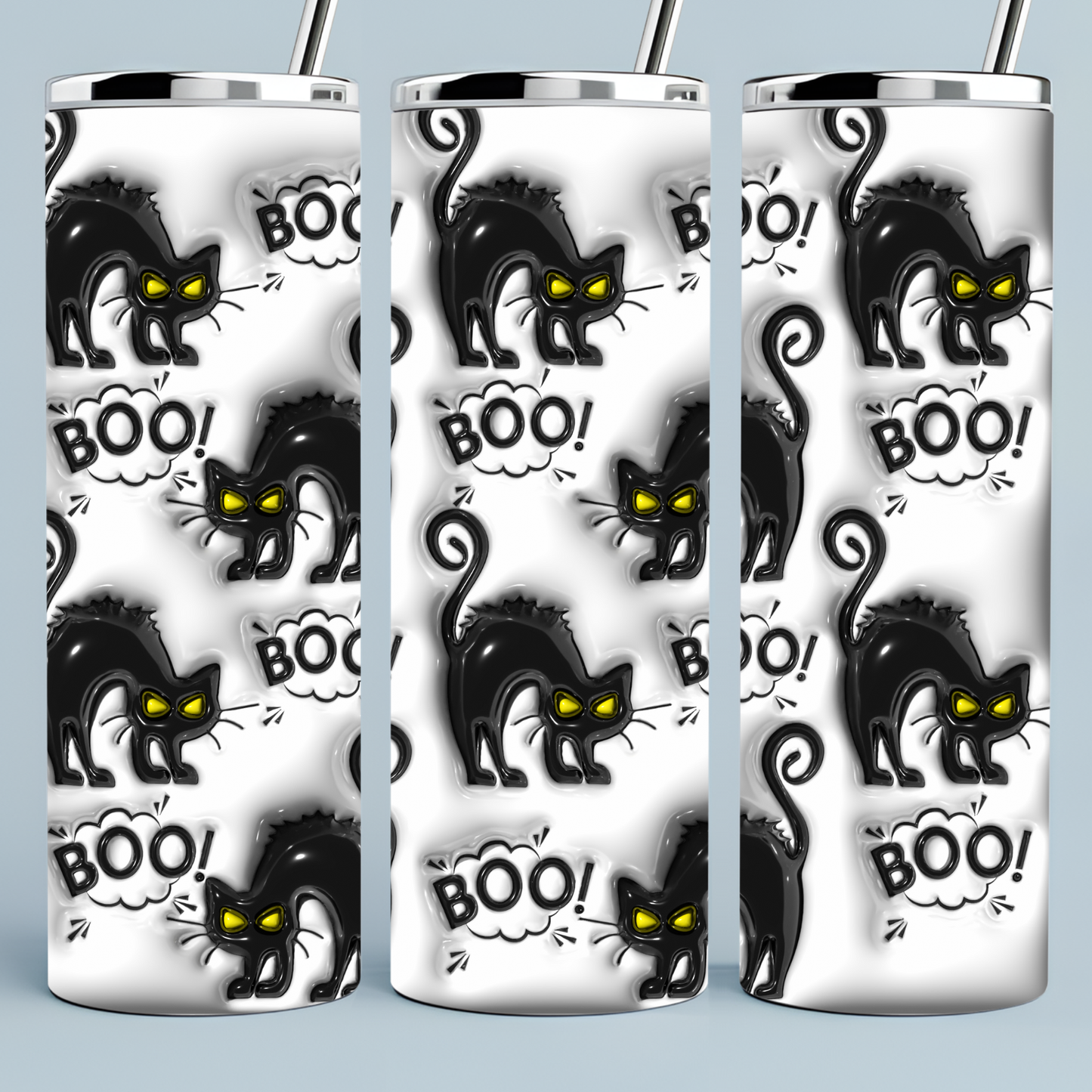 Black Cat Boo Halloween Tumbler