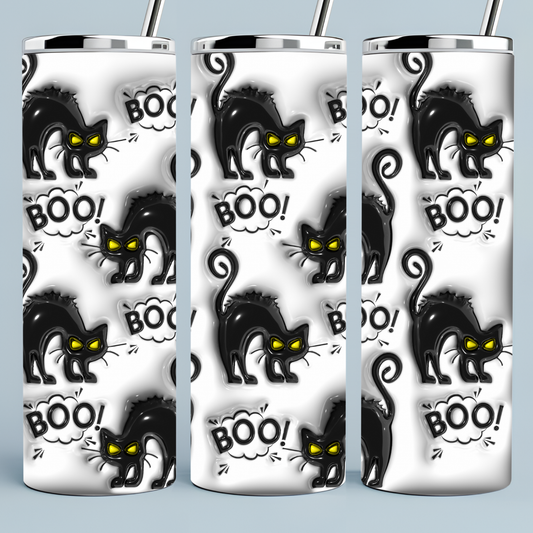 Black Cat Boo Halloween Tumbler