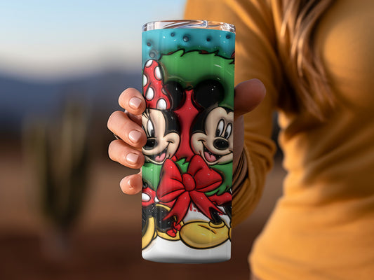Minnie Mouse and Mickey Mouse Christmas Tumbler