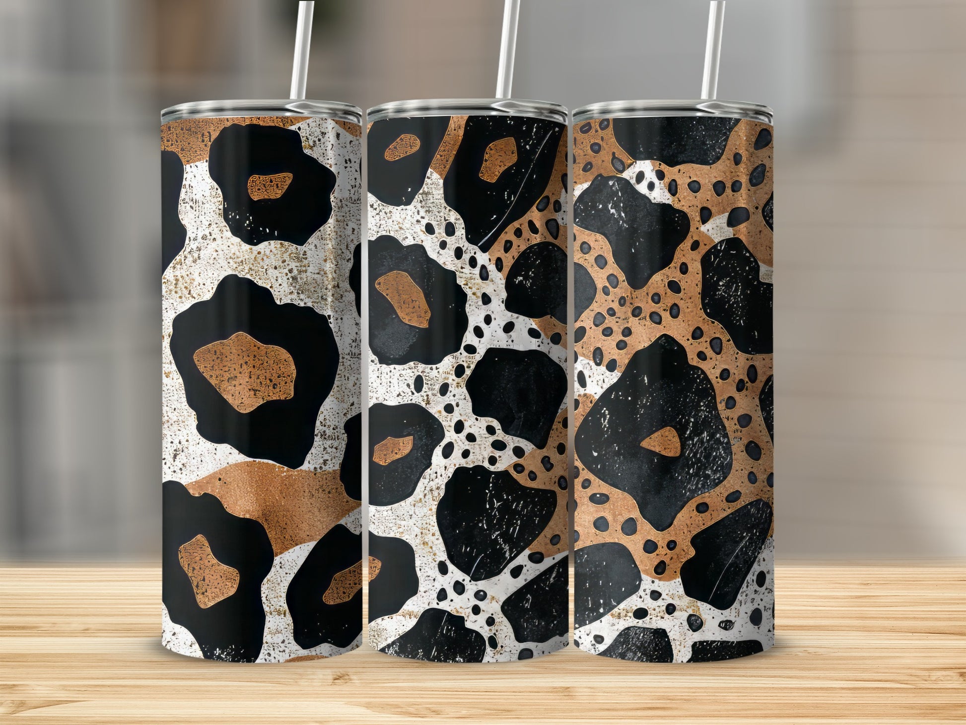 Unique Black and Brown Abstract Pattern Tumbler