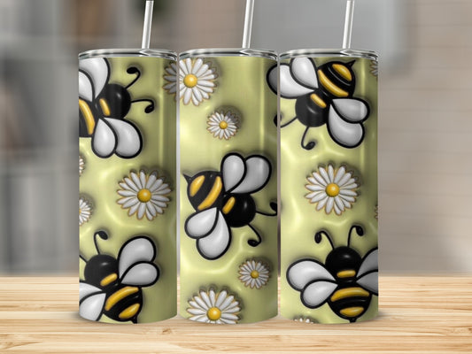 Bumblebee and Daisy Pattern Tumbler Design