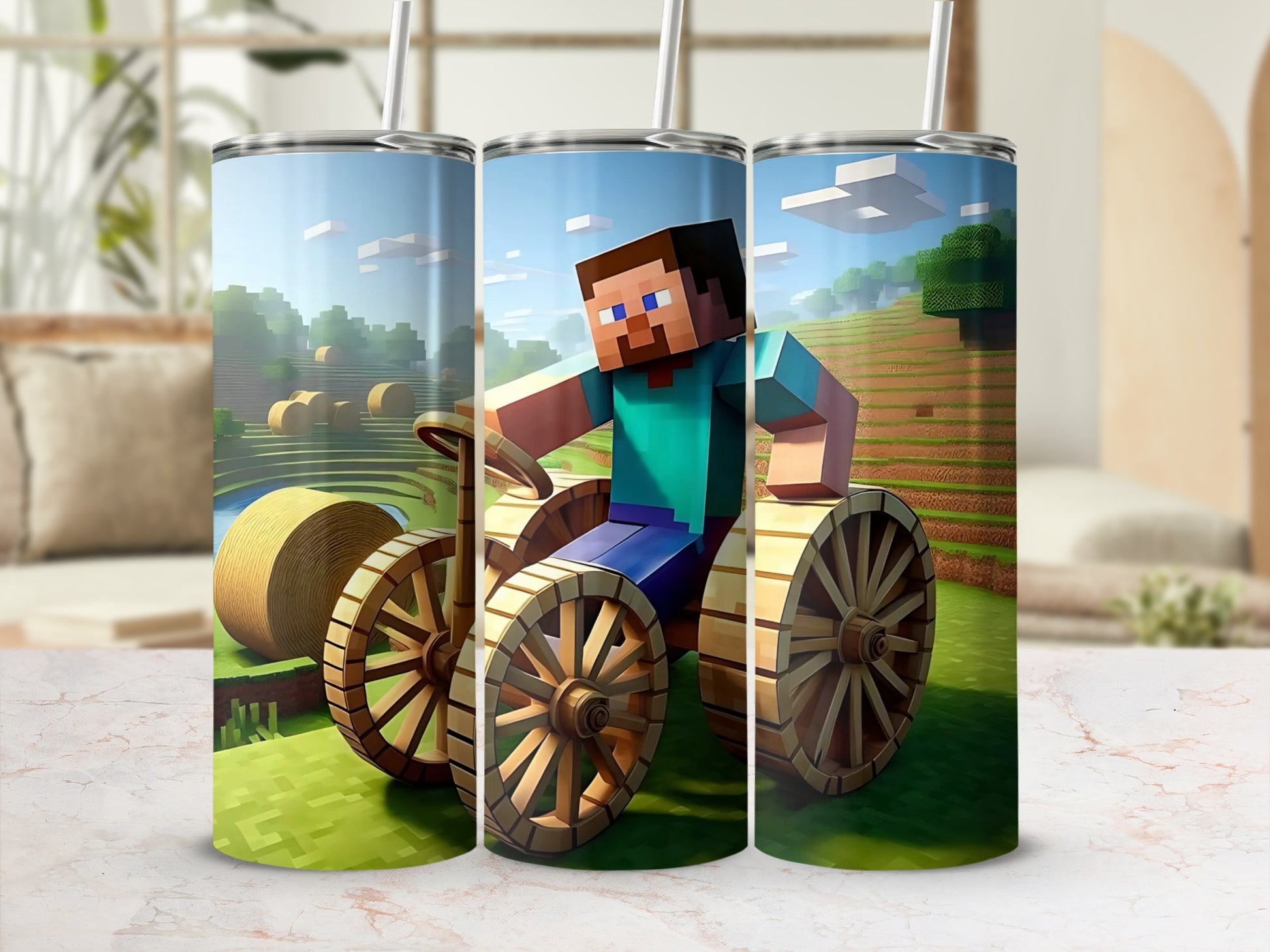 Pixelated Adventure Design Tumbler Drinking Cup