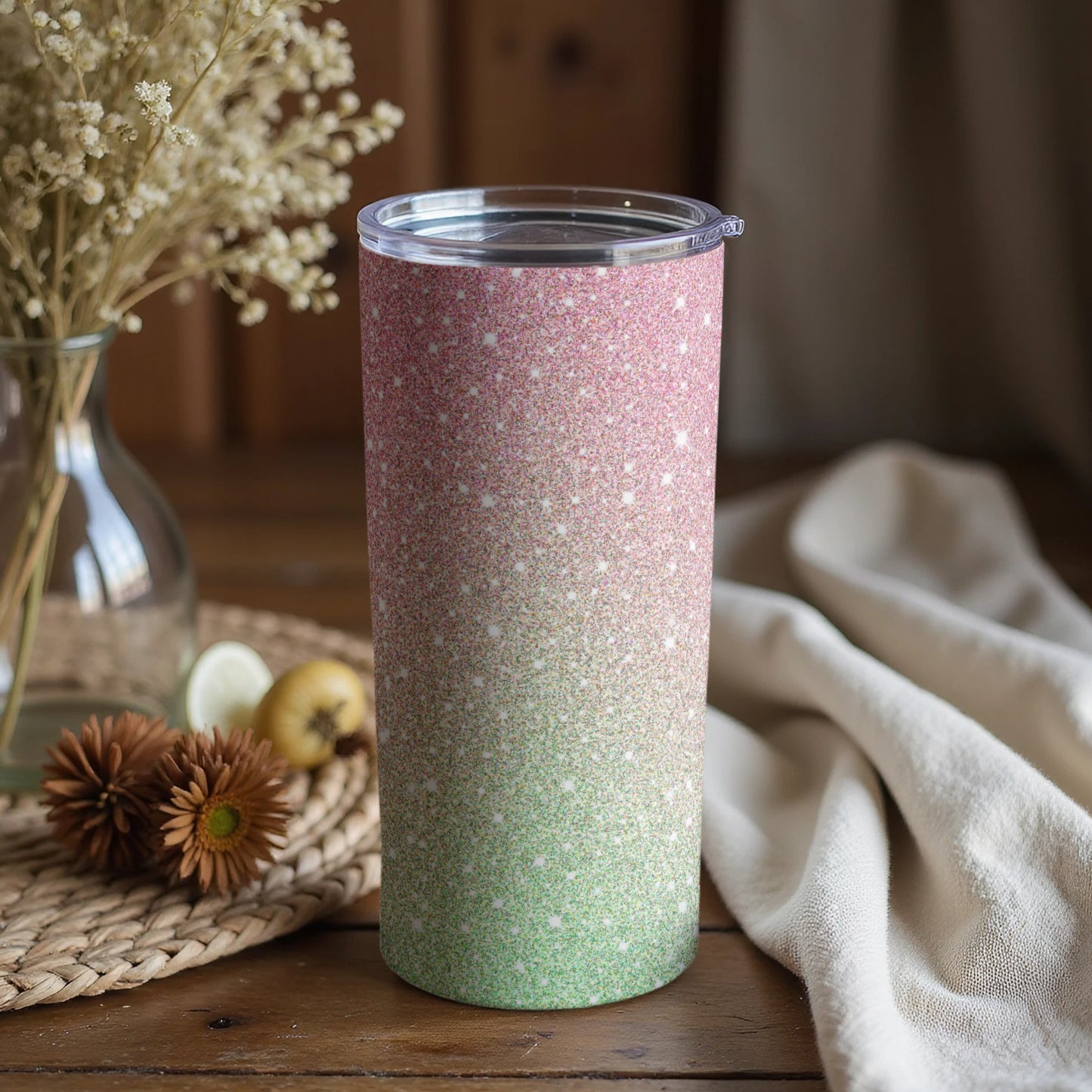 Glitter Gradient Tumbler with Lid for Hot and Cold Drinks
