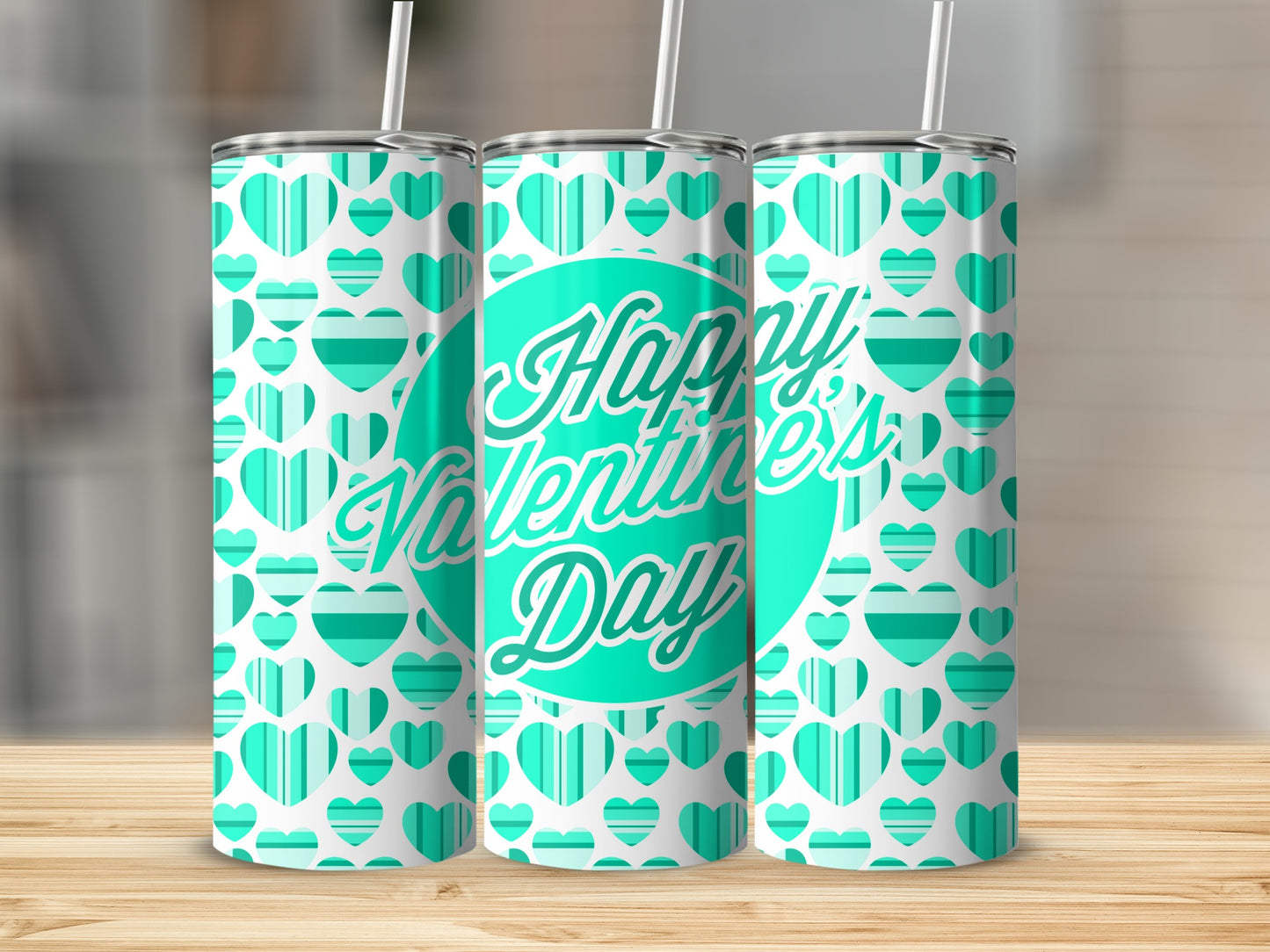 Happy Valentine's Day Heart Pattern Tumbler