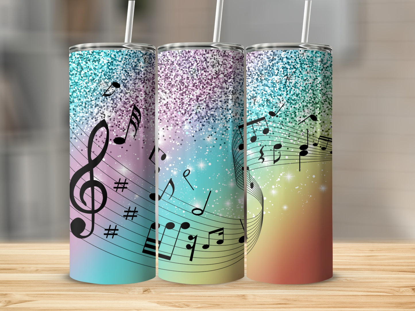 Glittery Musical Notes Gradient Colorful Sparkle product type