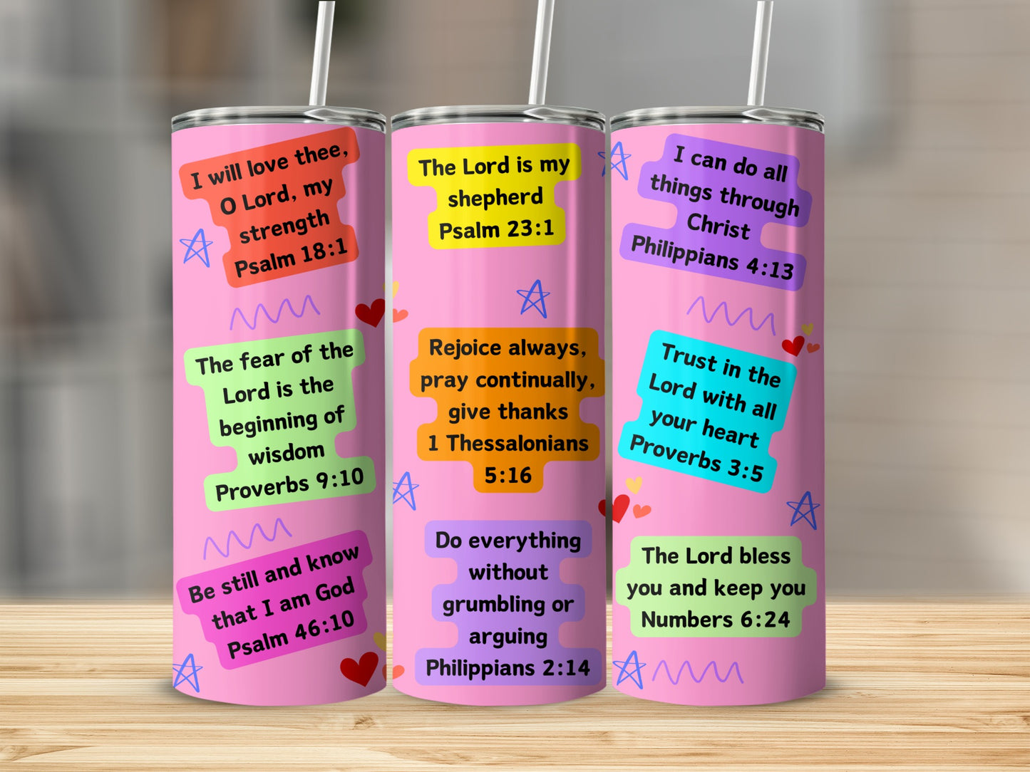 Inspirational Bible Verses Christian Tumbler Cup 20 oz