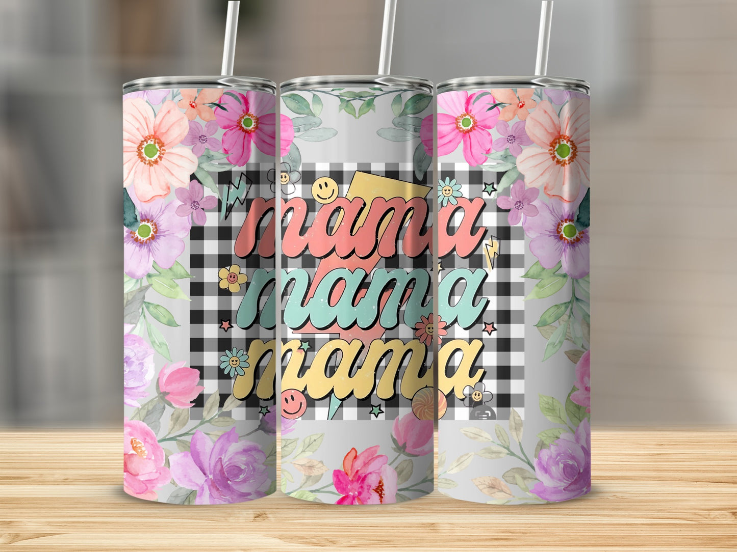 Colorful Floral Mama Design Tumbler Cup for Moms