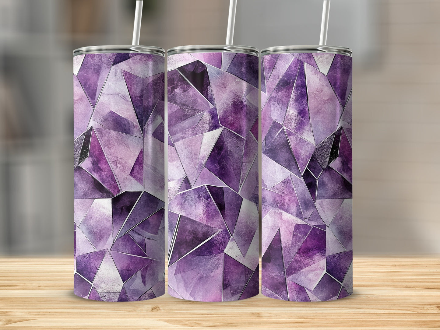 Abstract Purple Hues And Geometric Designs Tumblers