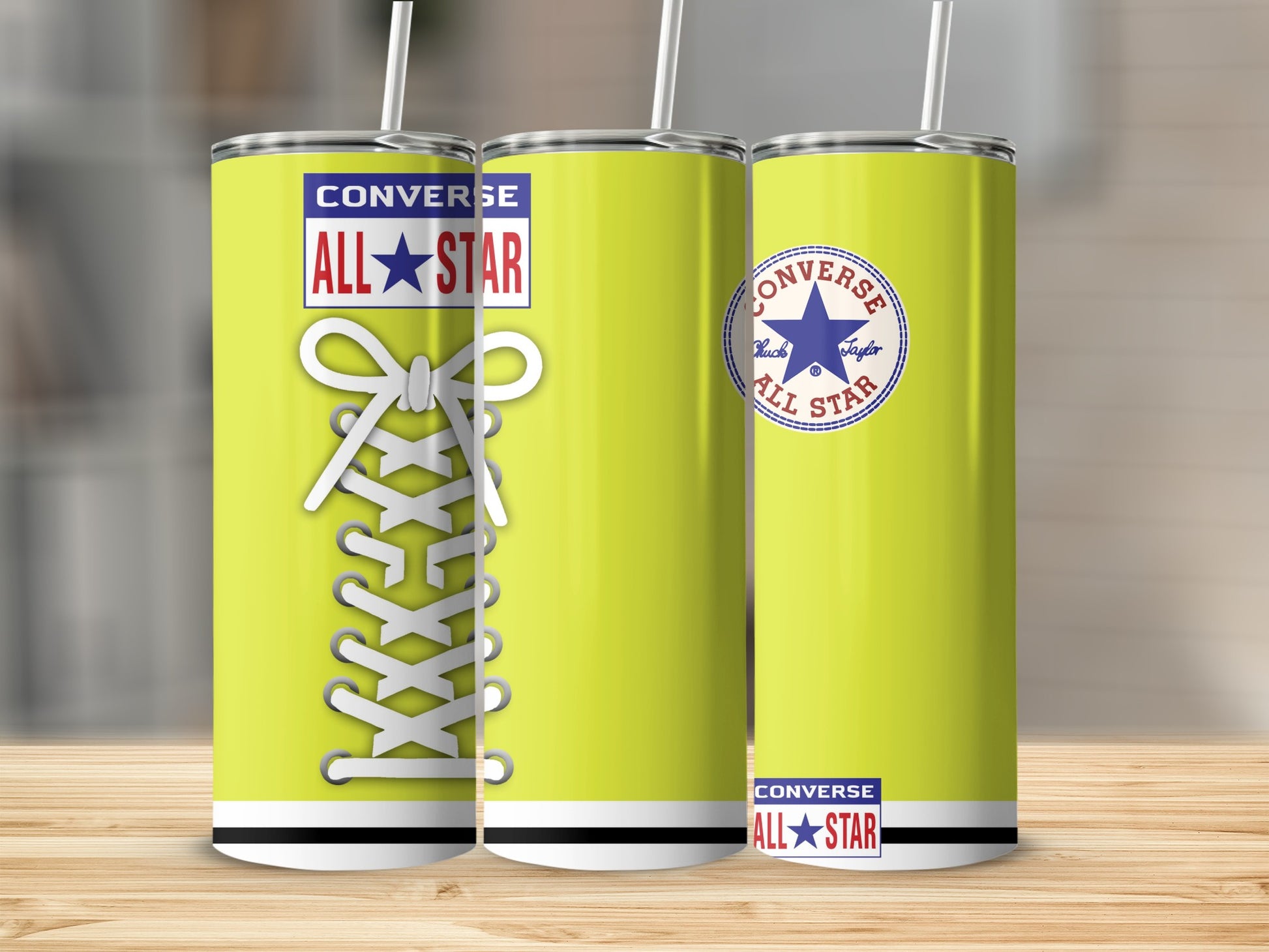 Neon Yellow Converse All Star Shoelace Design Tumbler product type