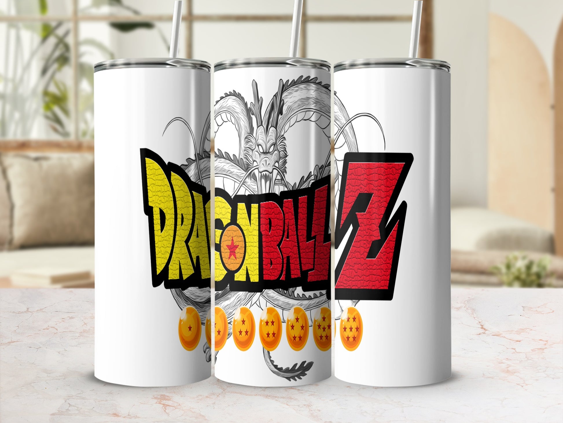 Dragon Ball Z Design Stainless Steel Tumbler With Straw