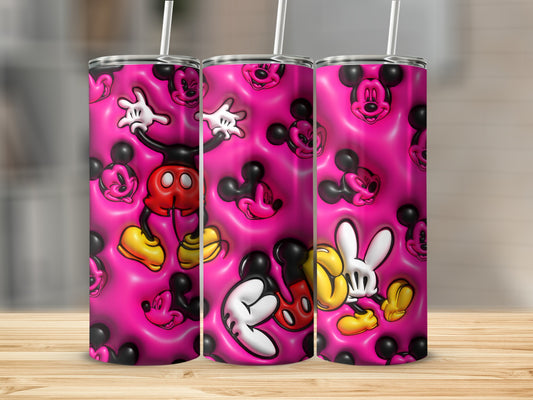 Vibrant Cartoon Character Design Pink Tumbler Cups