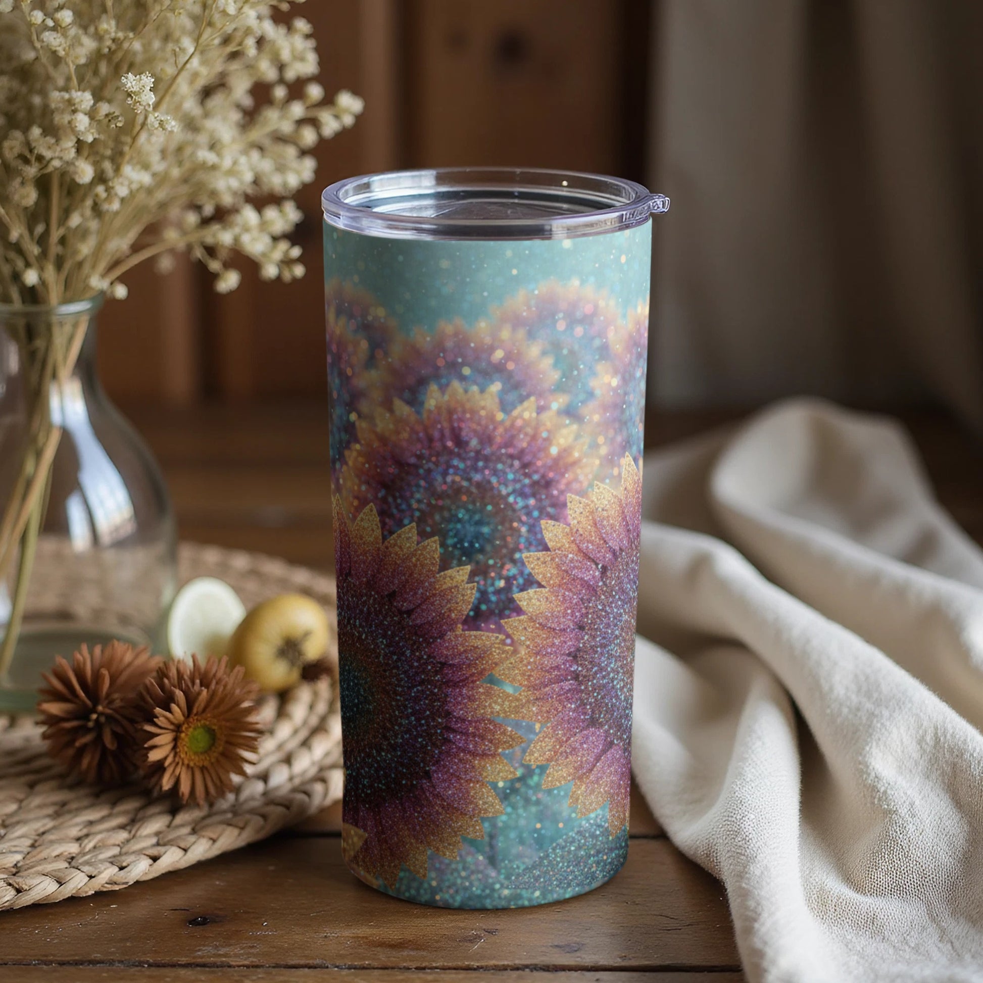 Beautifully Designed Tarnished Sunflower Pattern Tumbler