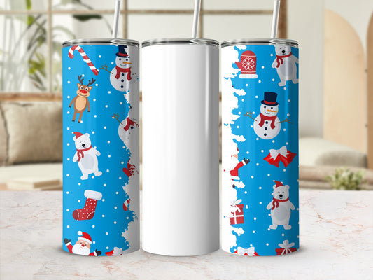 Festive Christmas Design Tumblers with Snowmen and Bears