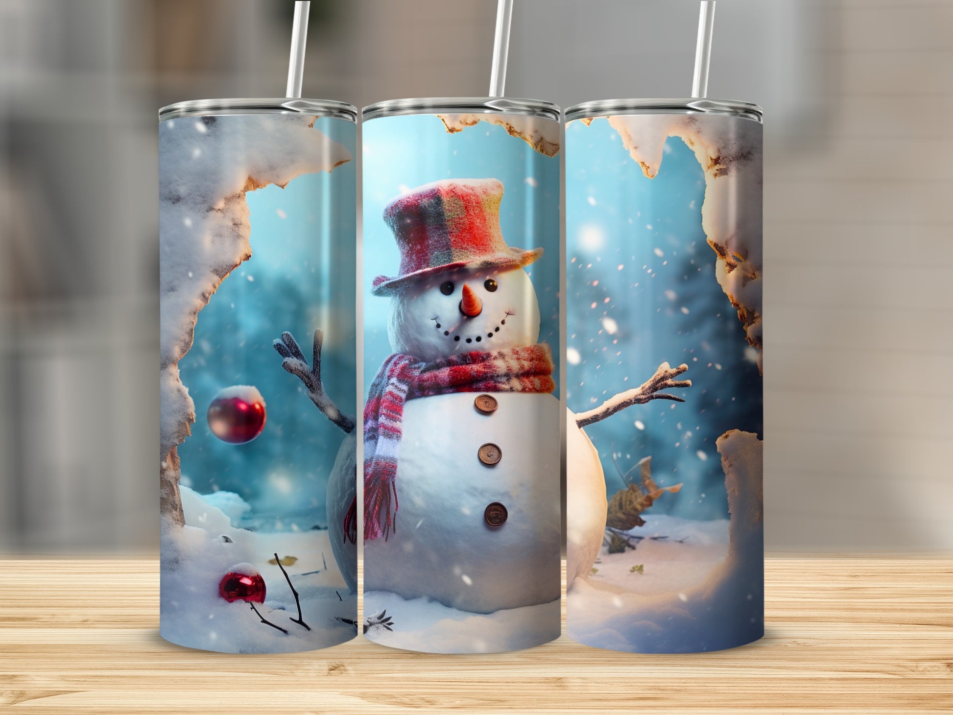 Festive Snowman and Ornaments Winter Themed Product