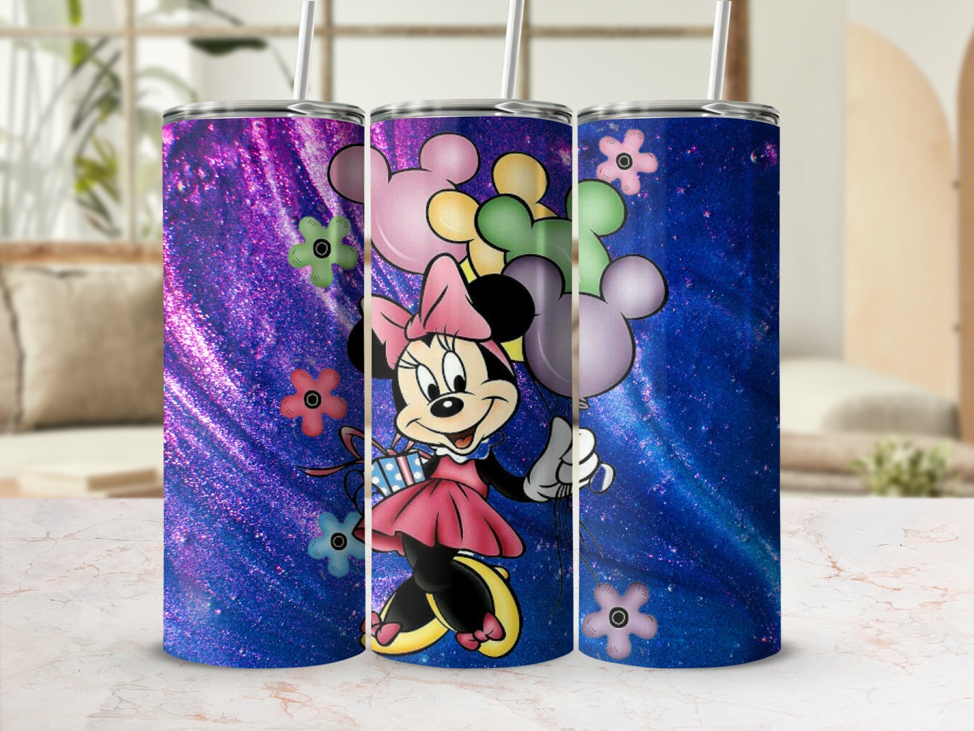 Mouse with Balloons Sparkling Tumbler