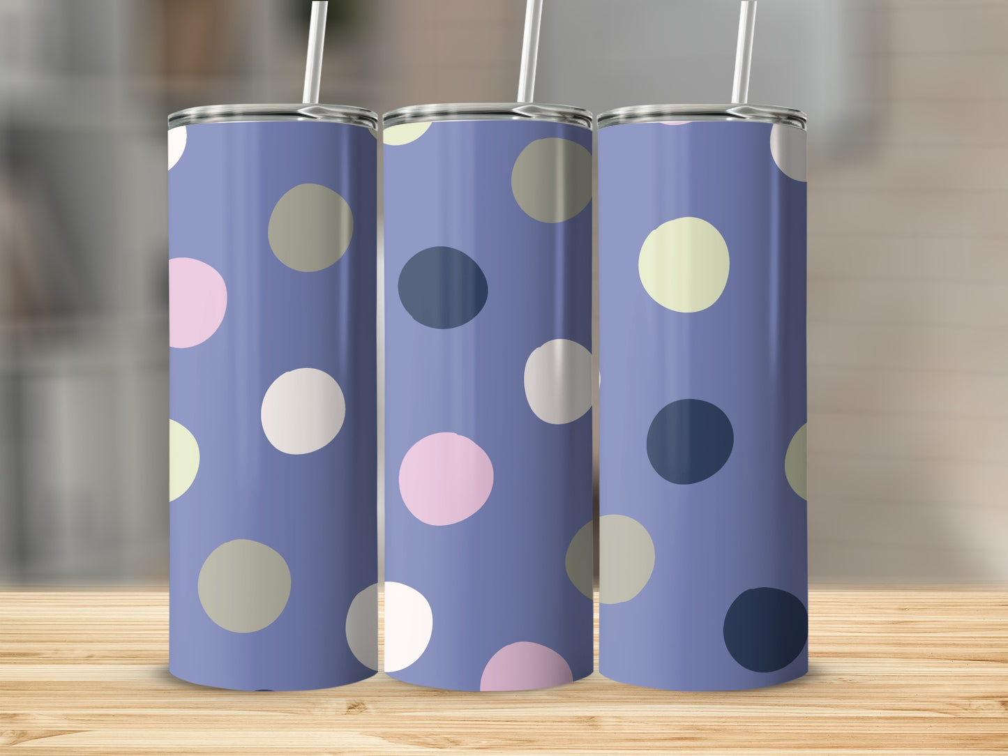 Blue Polka Dot Patterned Tumbler Product