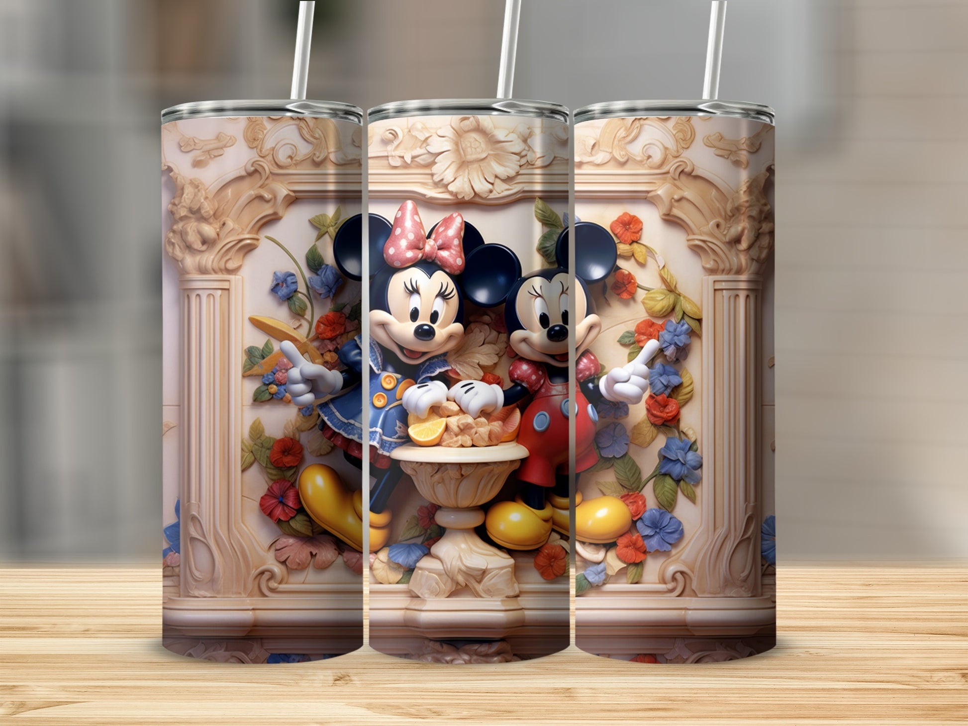Cute Couple Mickey and Minnie Mouse Tumbler Design