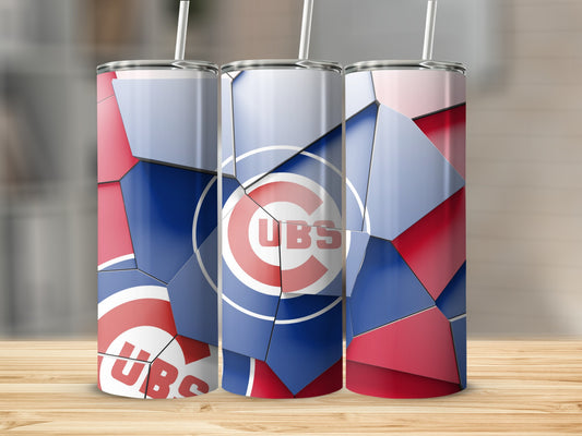 Chicago Cubs Logo Fractured Design Unique Pattern Tumblers