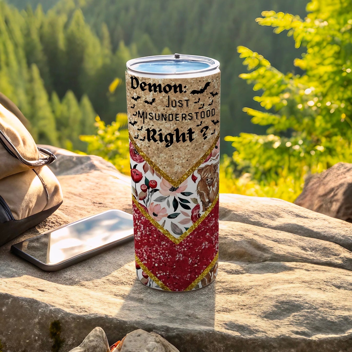 Demon Just Misunderstood Right? Floral Tumbler