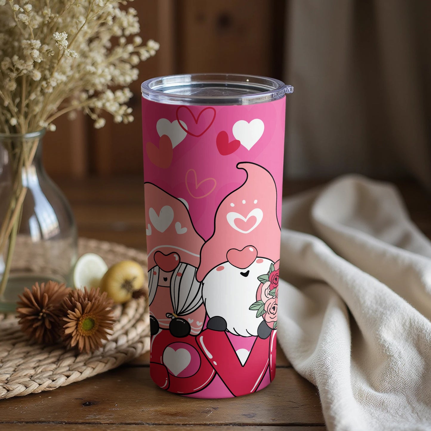 Gnome Hearts Love Valentine's Day Themed Tumbler