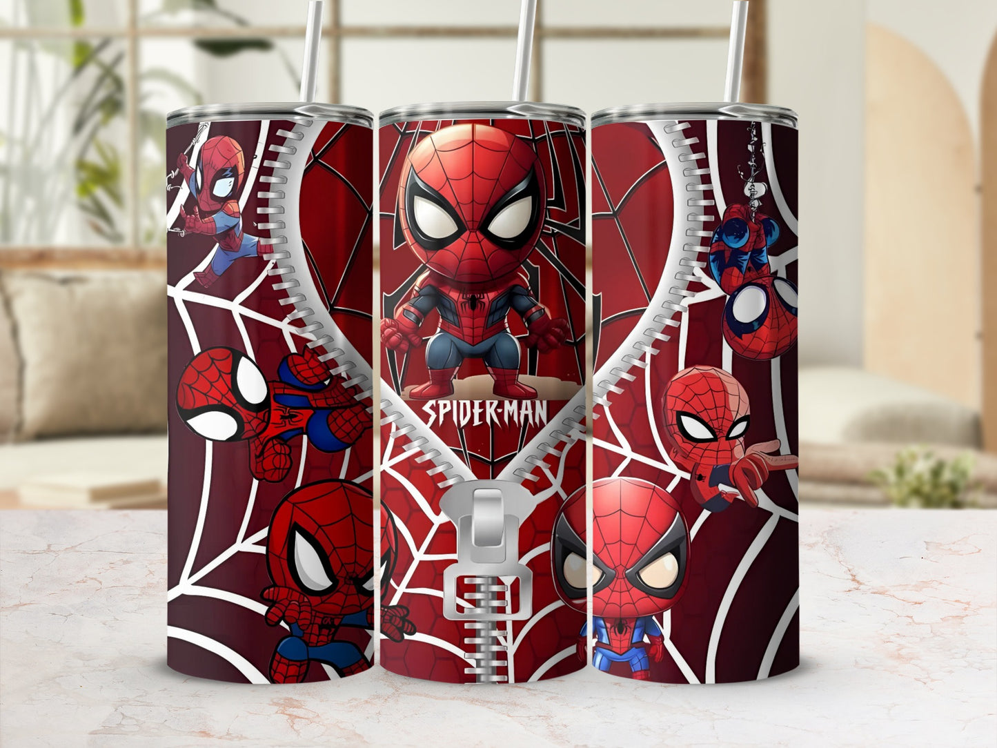 Spider-Man Themed Tumbler with Straw Drinkware