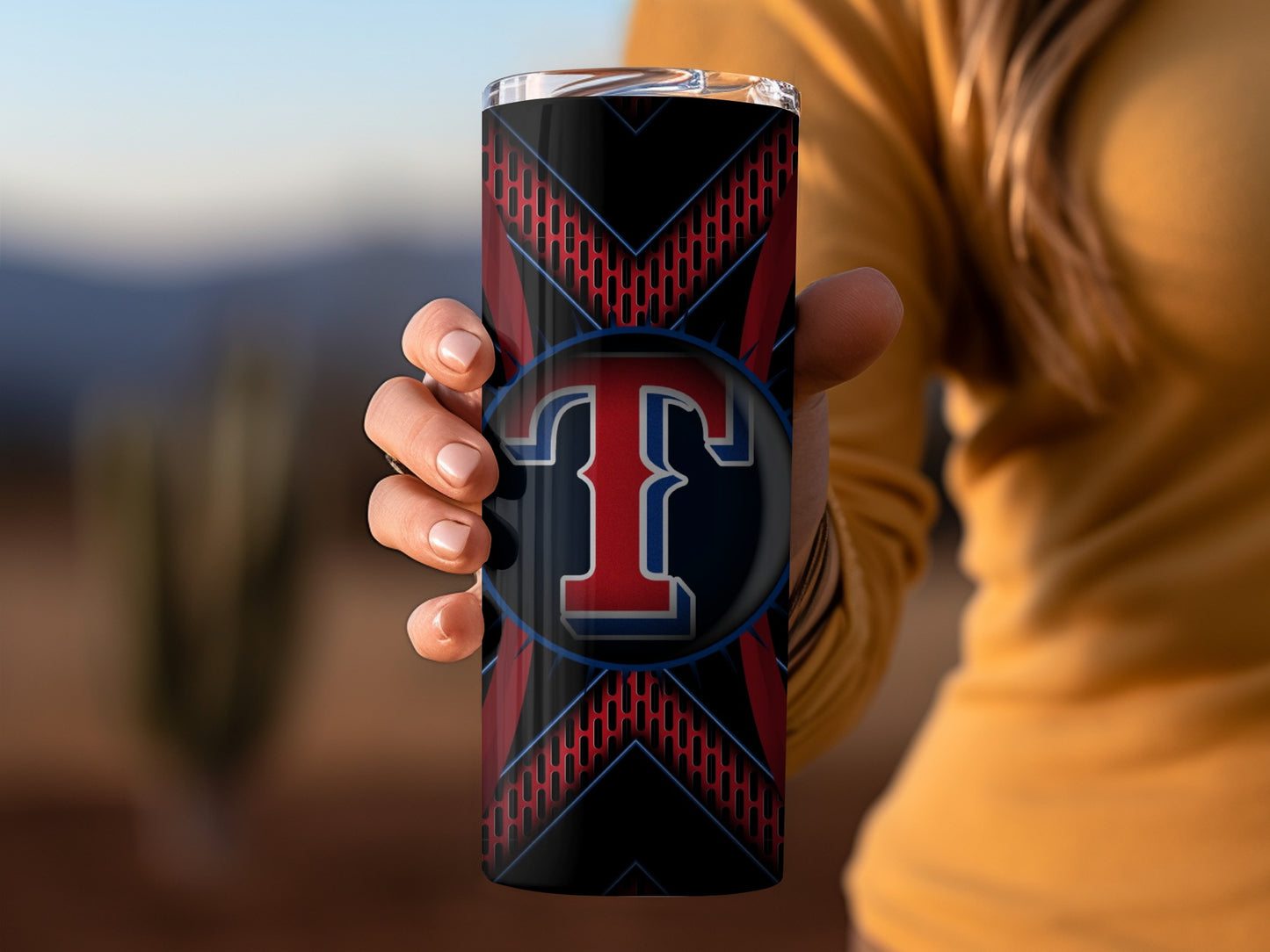 Texas Rangers Logo Abstract Pattern Design Sports Tumblers