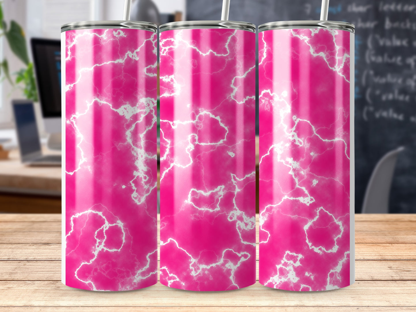 Hot Pink Bright White Lightning Pattern Tumbler product type
