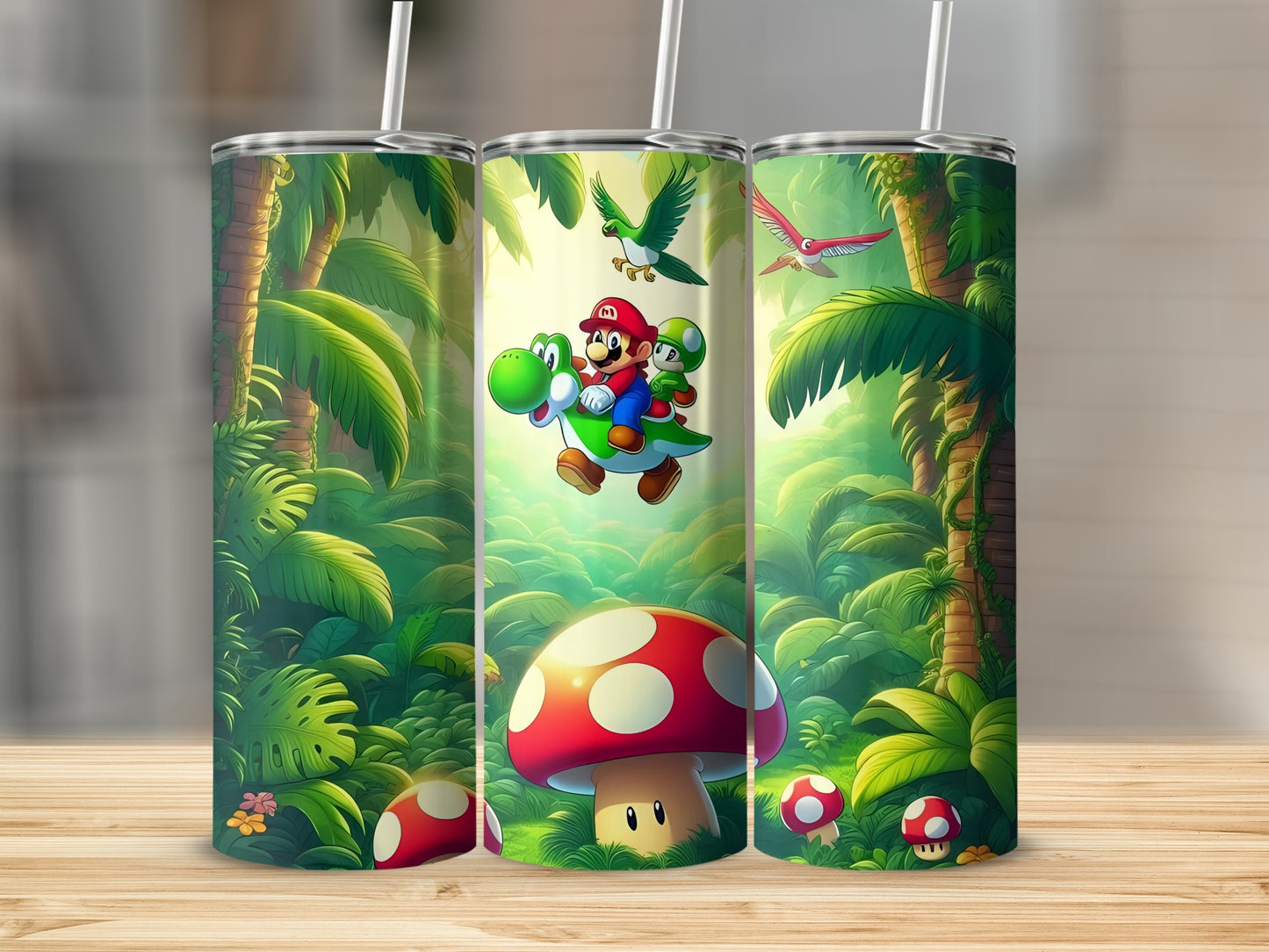 Mario and Yoshi Adventure in Enchanted Forest tumbler